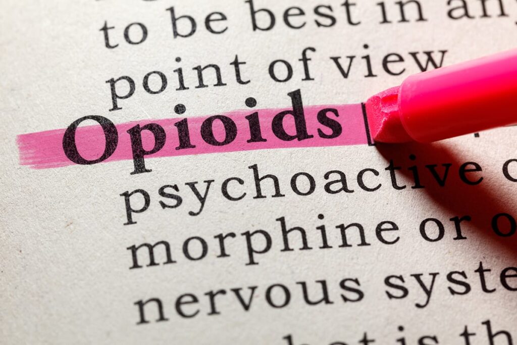 a person highlights the word opioids as they try to figure out what are opioids