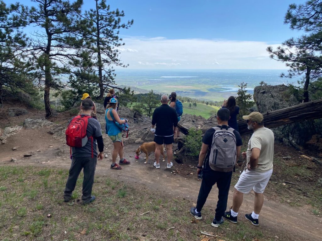 group of hikers on an outdoor recovery group outing