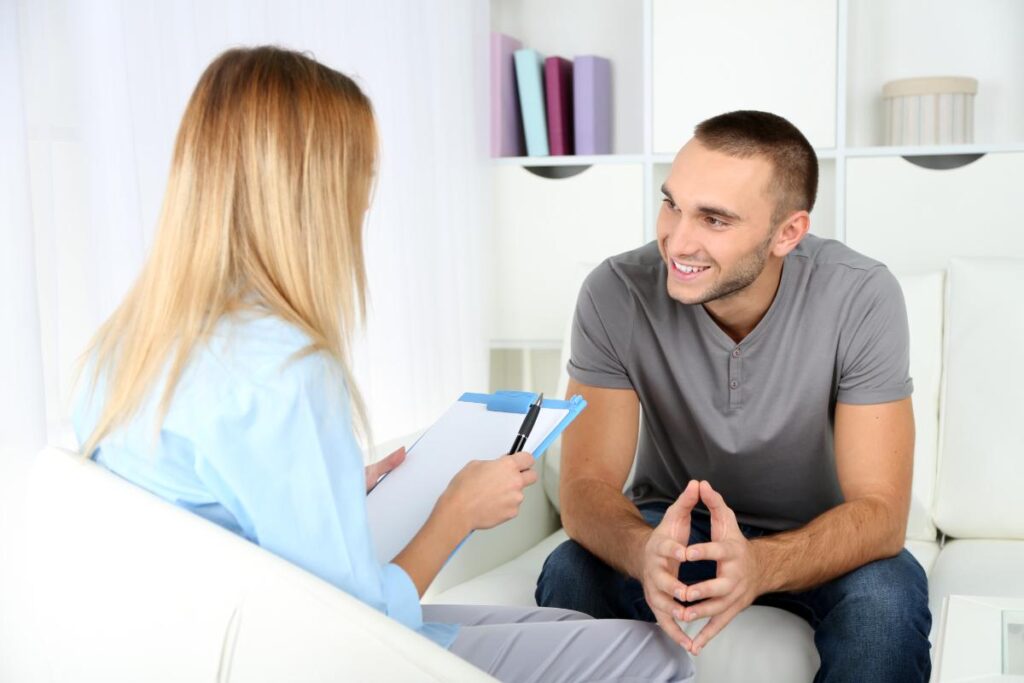 Man and therapist in an individual therapy program