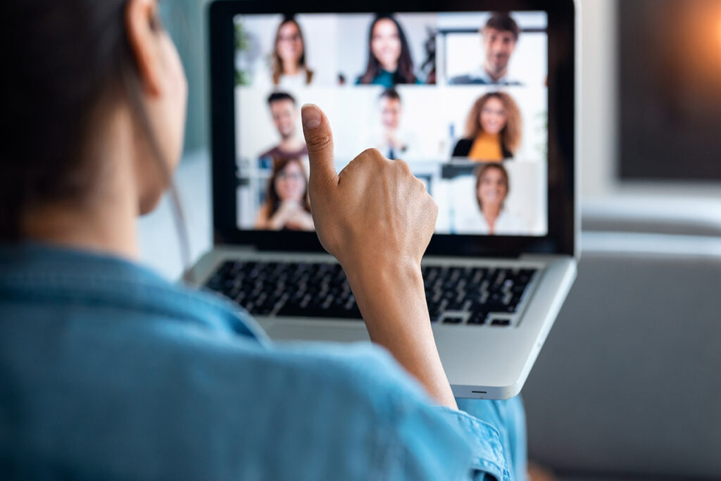 Woman participating in remote outpatient mental health treatment